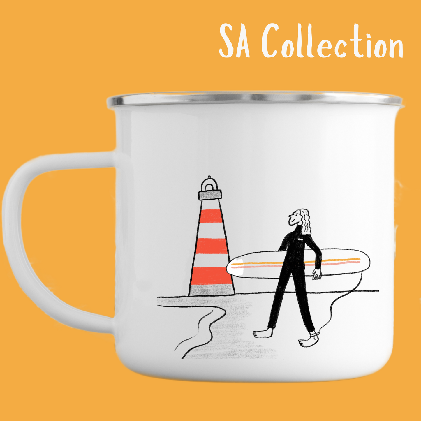SA Mug Collection – Surfer About To Catch a Wave (enamel mug) Just Fun Gifts