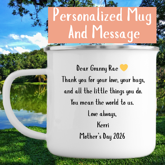 SA Mug Collection β Picnic at Table Mountain add a personal message (enamel mug) Just Fun Gifts