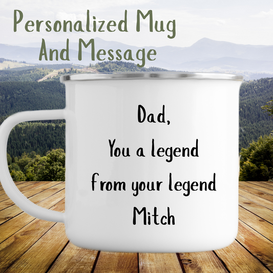 Personalized For Fathers Day - SA Mug Collection – Men Having a Braai illustrated by Crayative (enamel mug) Just Fun Gifts