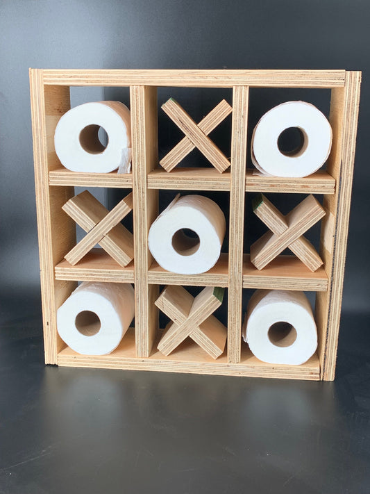 Toilet Paper holder ā Tic Tac Toe Wooden Leg