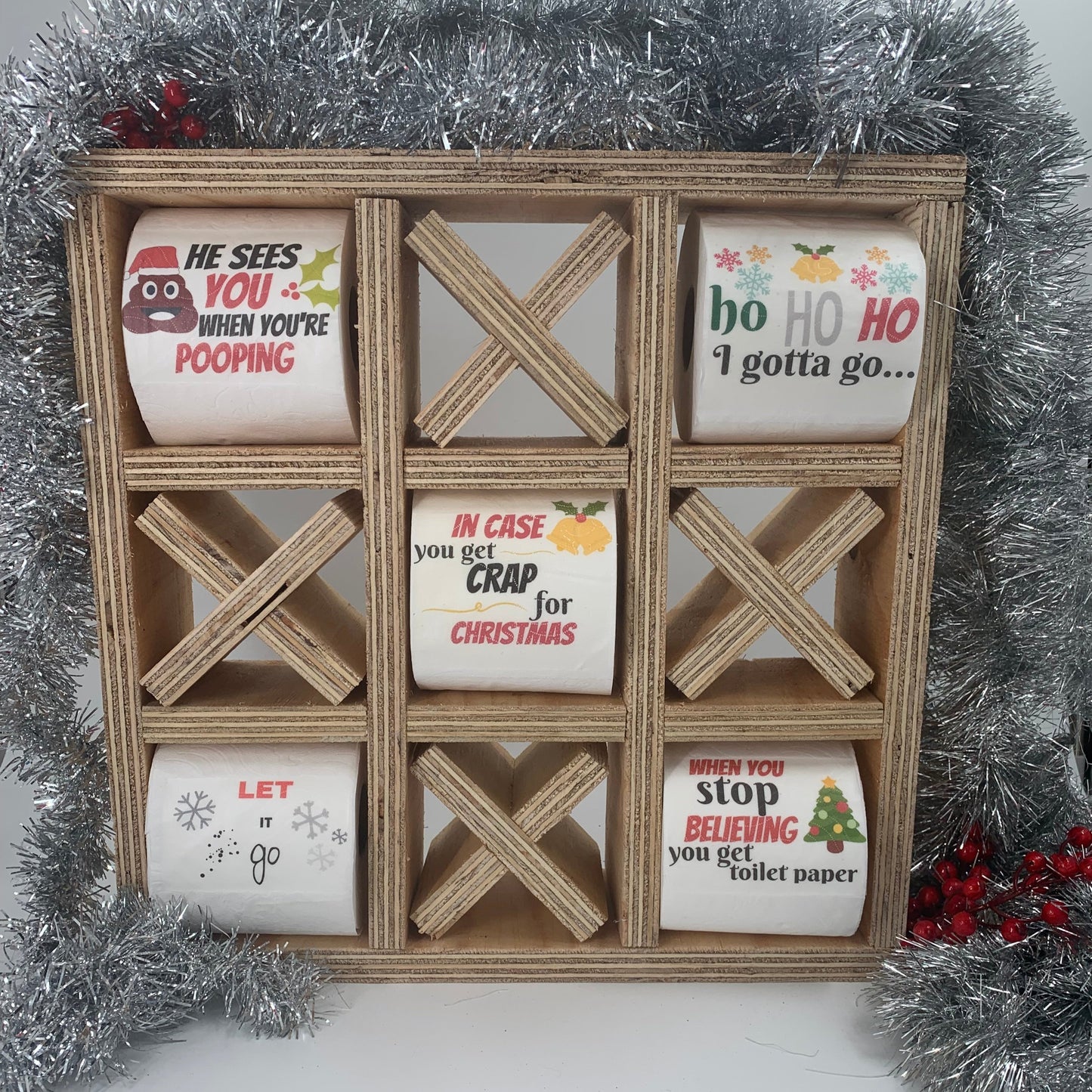 Christmas Tic Tac Toe holder with Toilet paper Just Fun Gifts