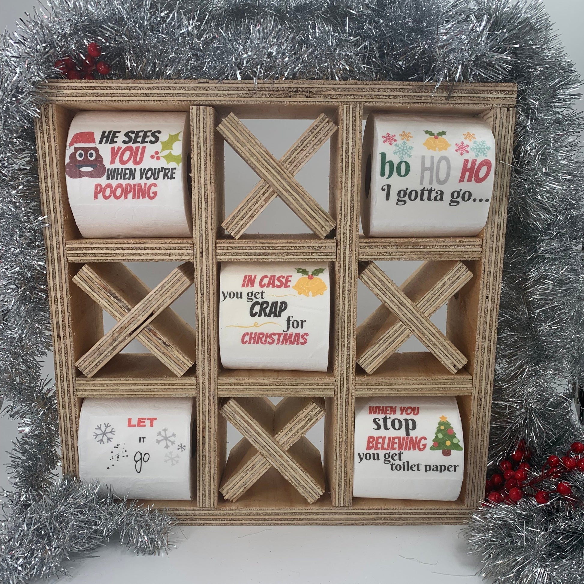 Christmas Tic Tac Toe holder with Toilet paper Just Fun Gifts