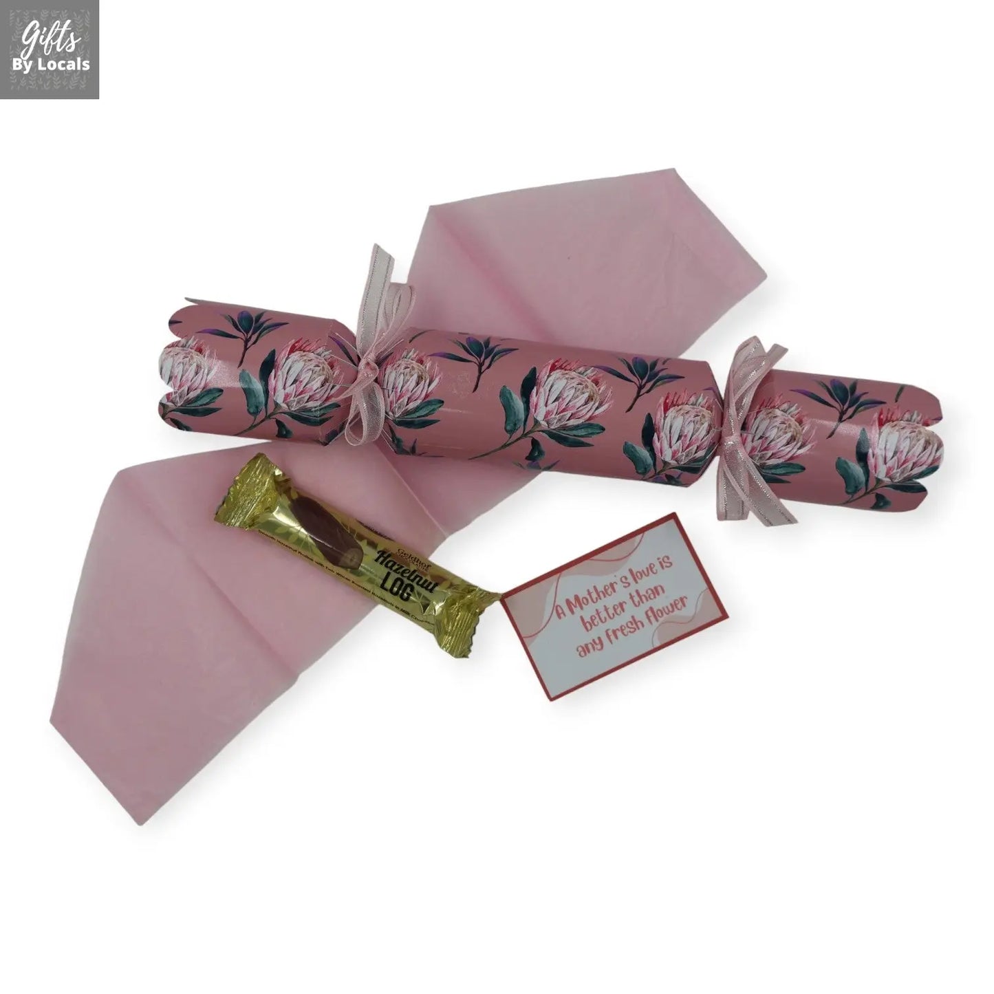 Protea Cracker with Hazelnut Chocolate Log, Note and Snap Just Fun Gifts