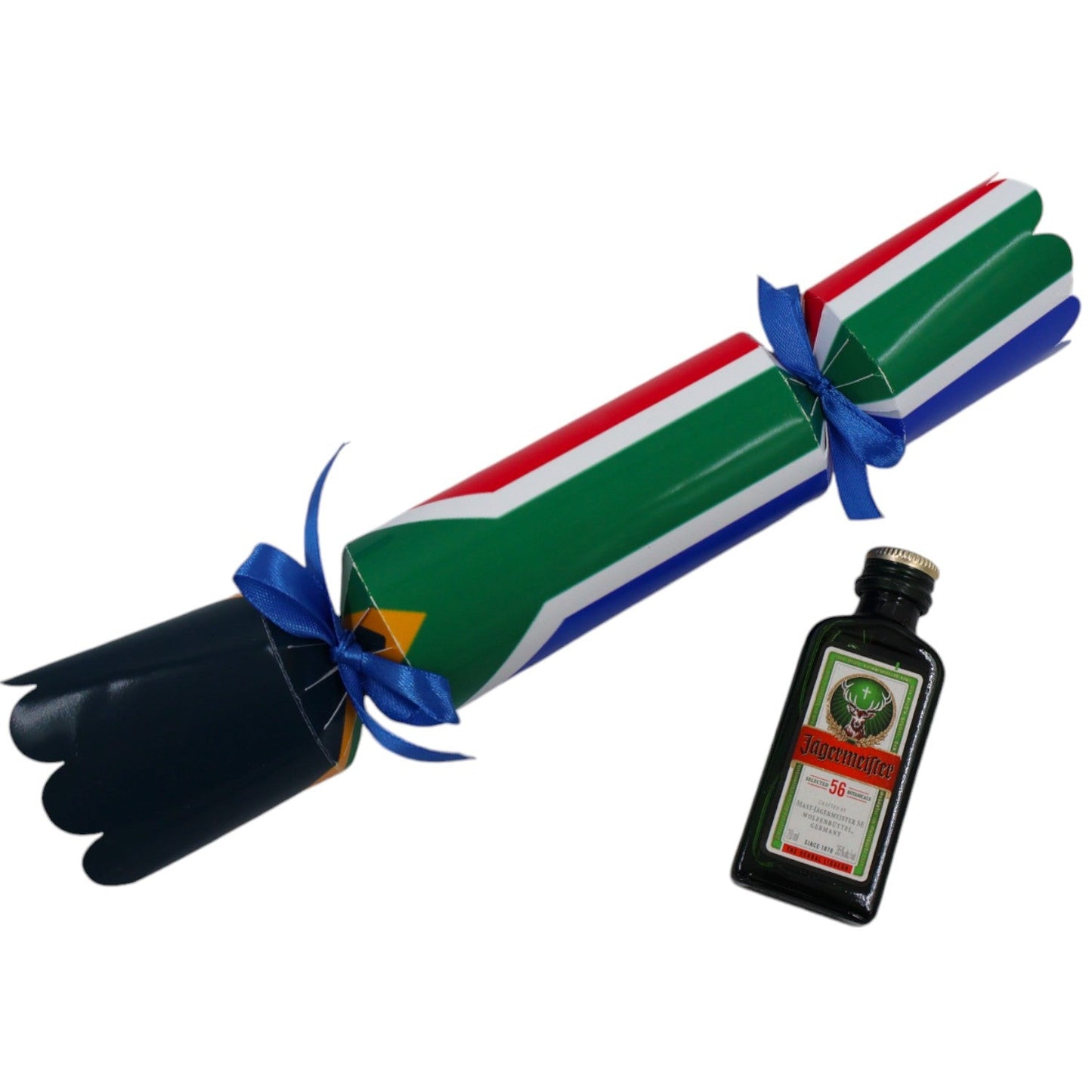 SA Celebration Cracker (with a mini Amarula or Jägermeister or Belgian Chocolate Log) Just Fun Gifts