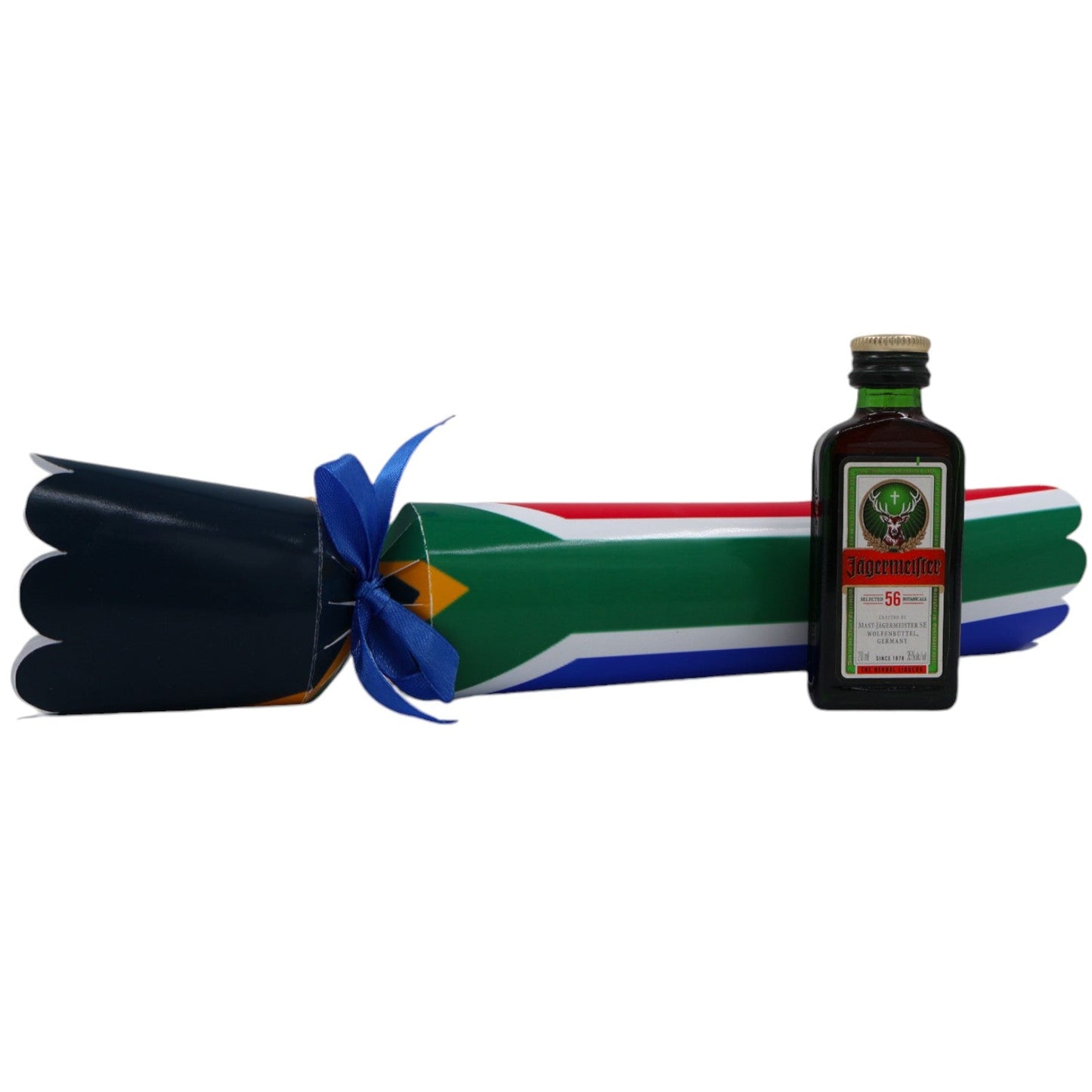 SA Celebration Cracker (with a mini Amarula or Jägermeister or Belgian Chocolate Log) Just Fun Gifts