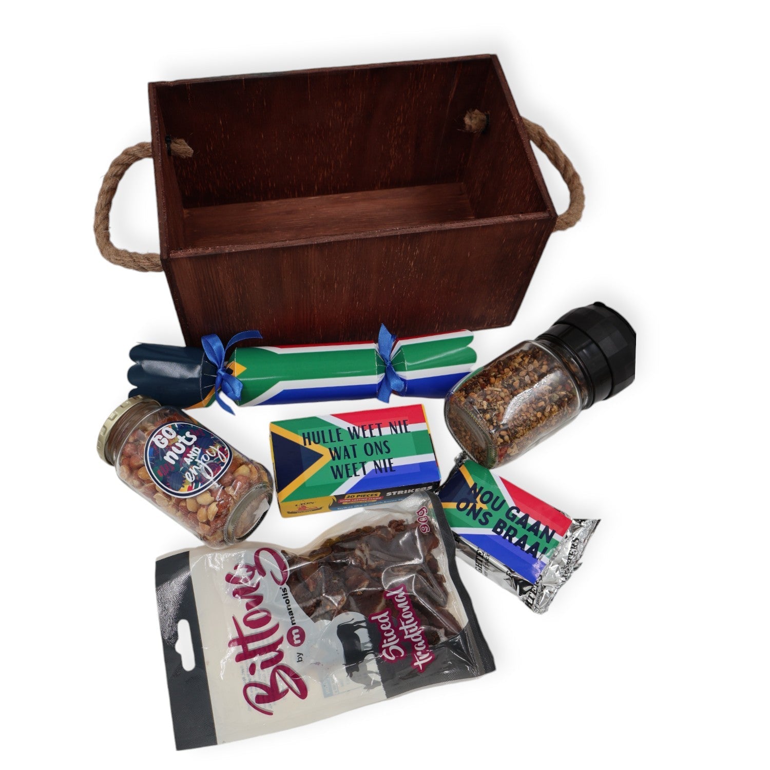 Wooden Braai Box filled with Braai Gifts Just Fun Gifts