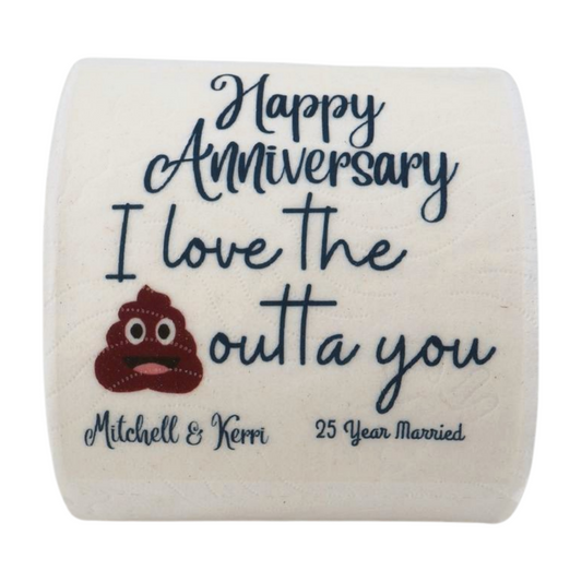 Happy Anniversary Personalised Toilet Paper (Blue) Just Fun Gifts