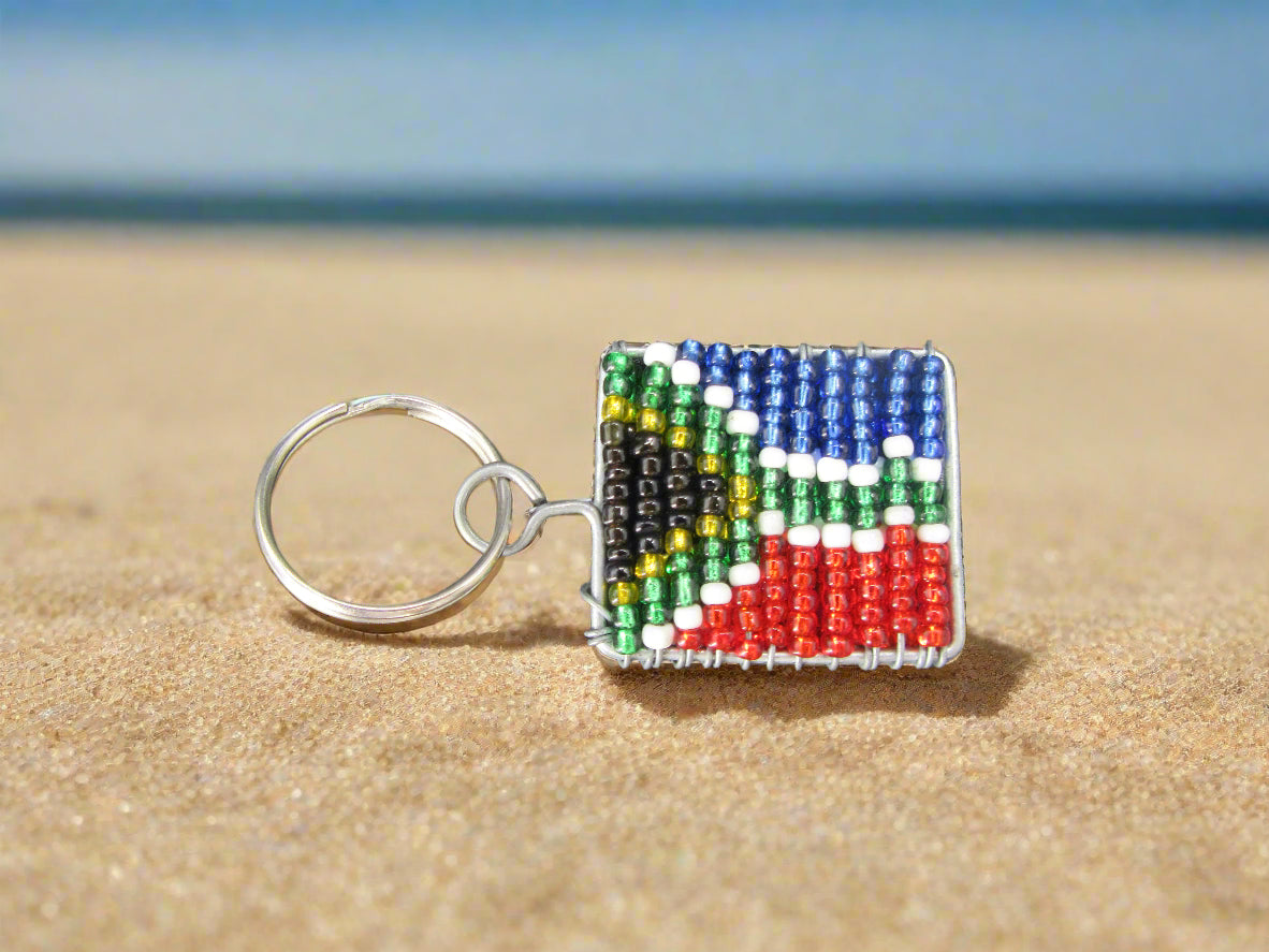 Beaded South African Flag keyring Mooshimoo