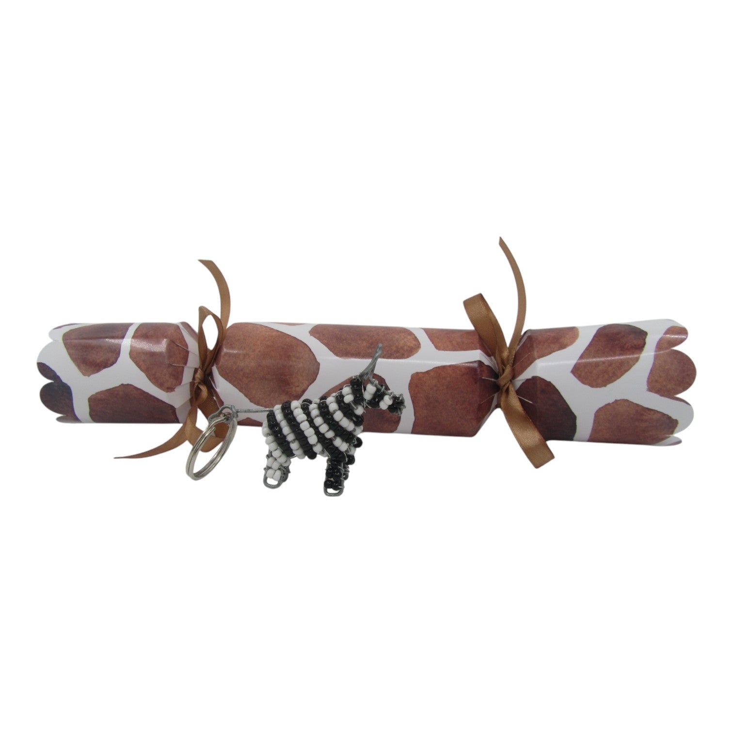 Christmas Cracker Giraffe β Animal Print Giraffe with beaded keyrings Just Fun Gifts