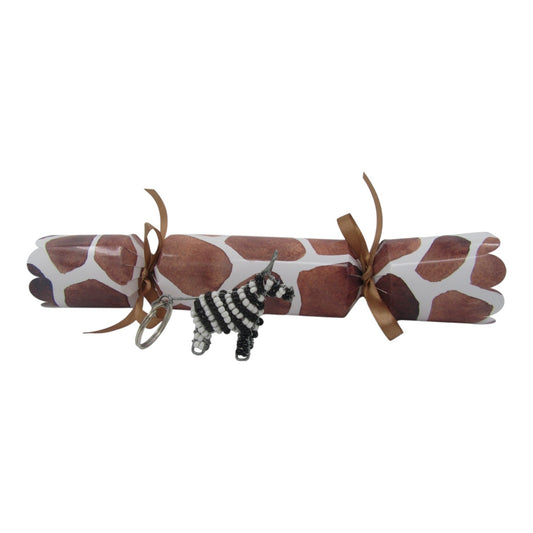 Christmas Cracker Giraffe – Animal Print Giraffe with beaded keyrings Just Fun Gifts
