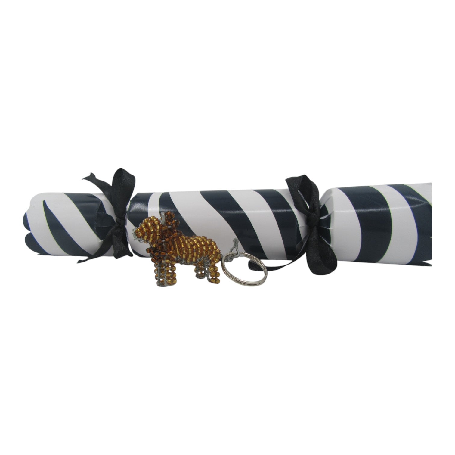 Christmas Cracker Zebra – Animal Print Zebra with beaded keyrings Just Fun Gifts