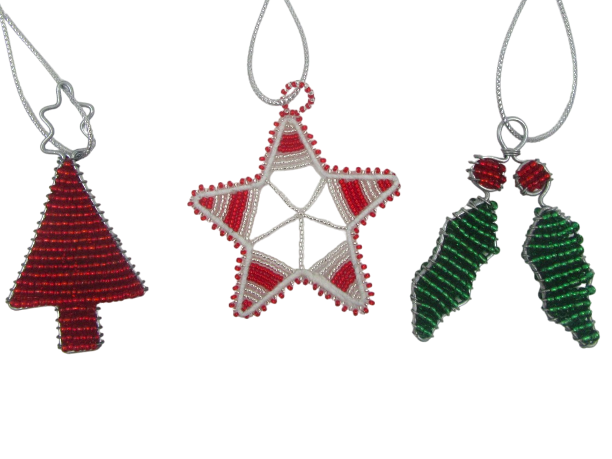 Beaded Red Christmas Ornament set Just Fun Gifts