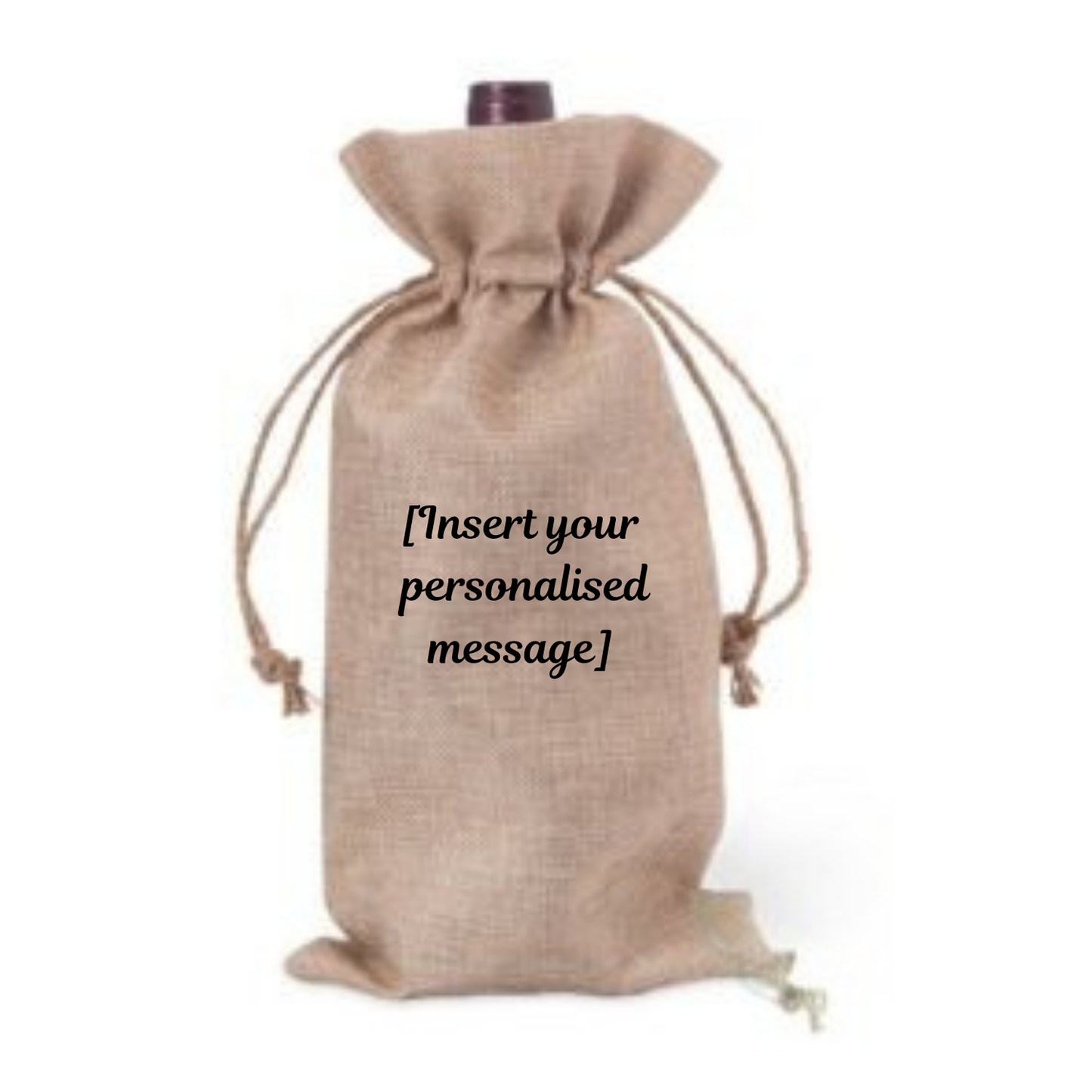 Personalised Hessian Wine Bag with your own message