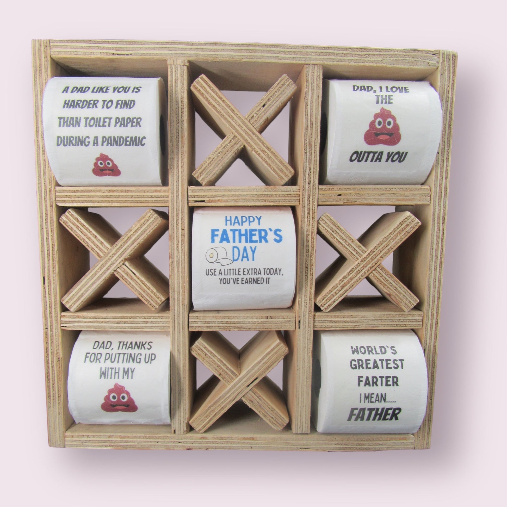 Father’s Day Tic Tac Toe holder with Funny Toilet paper Just Fun Gifts