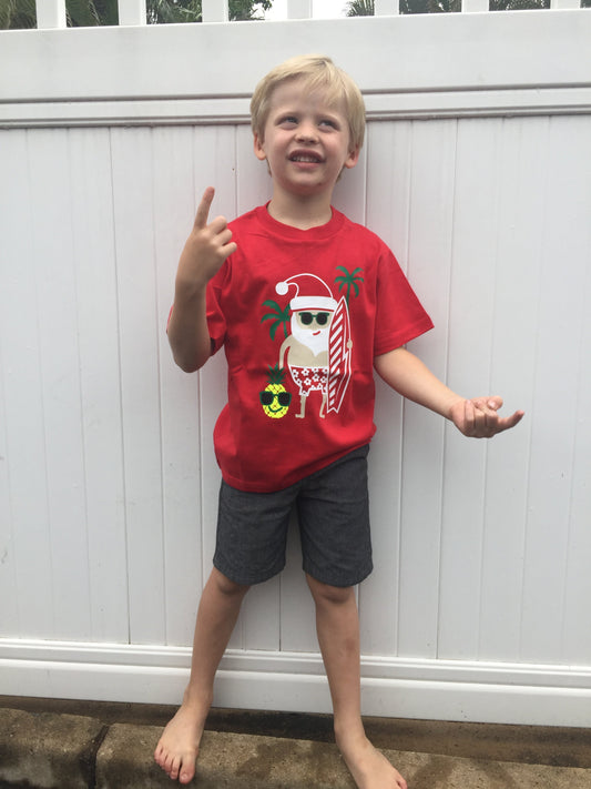 Santa Surfing Shirt – Men’s and kids Just Fun Gifts