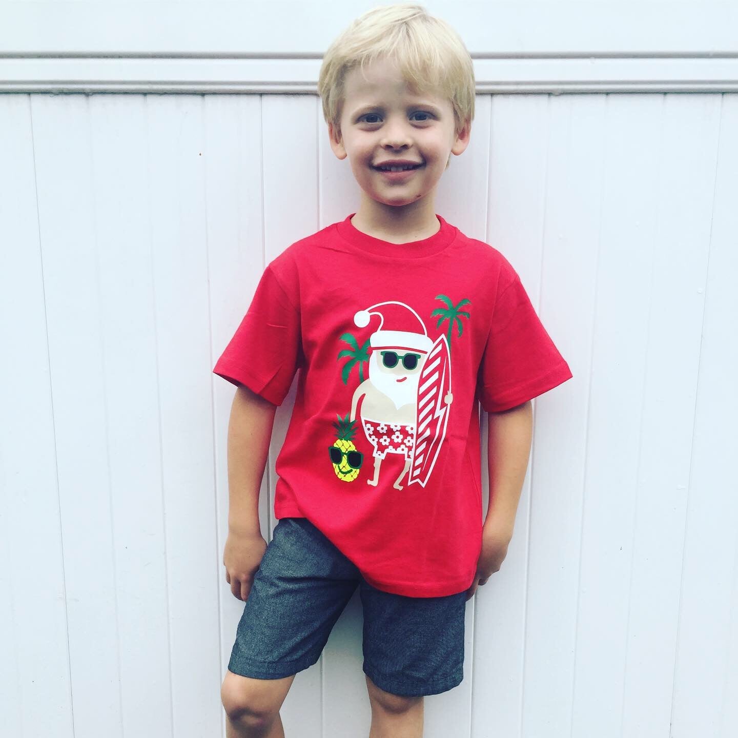 Santa Surfing Shirt – Men’s and kids Just Fun Gifts