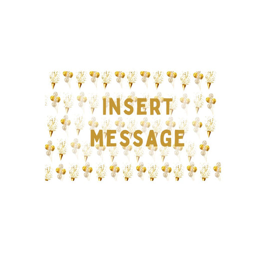 Tag with gold balloons and confetti Gifts By Locals