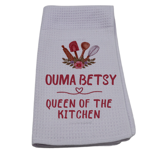 Personalised Dish Cloth - [insert name] Queen of the Kitchen Just Fun Gifts