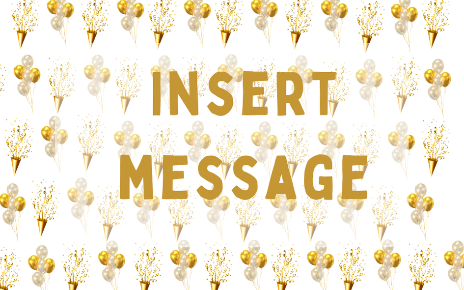 Tag with gold balloons and confetti Gifts By Locals