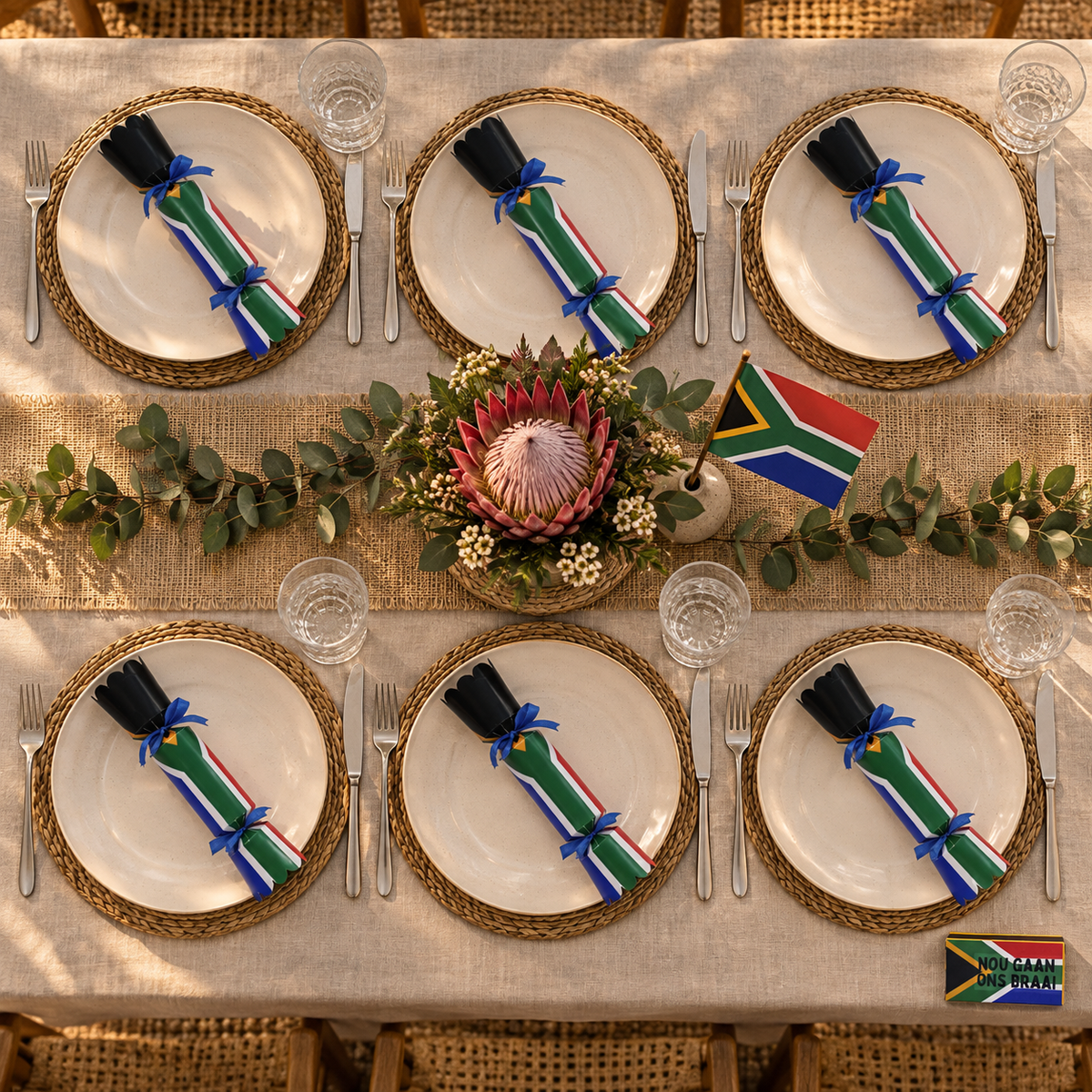 Heritage Day Table Set – 6 SA Celebration Crackers + Free Gift