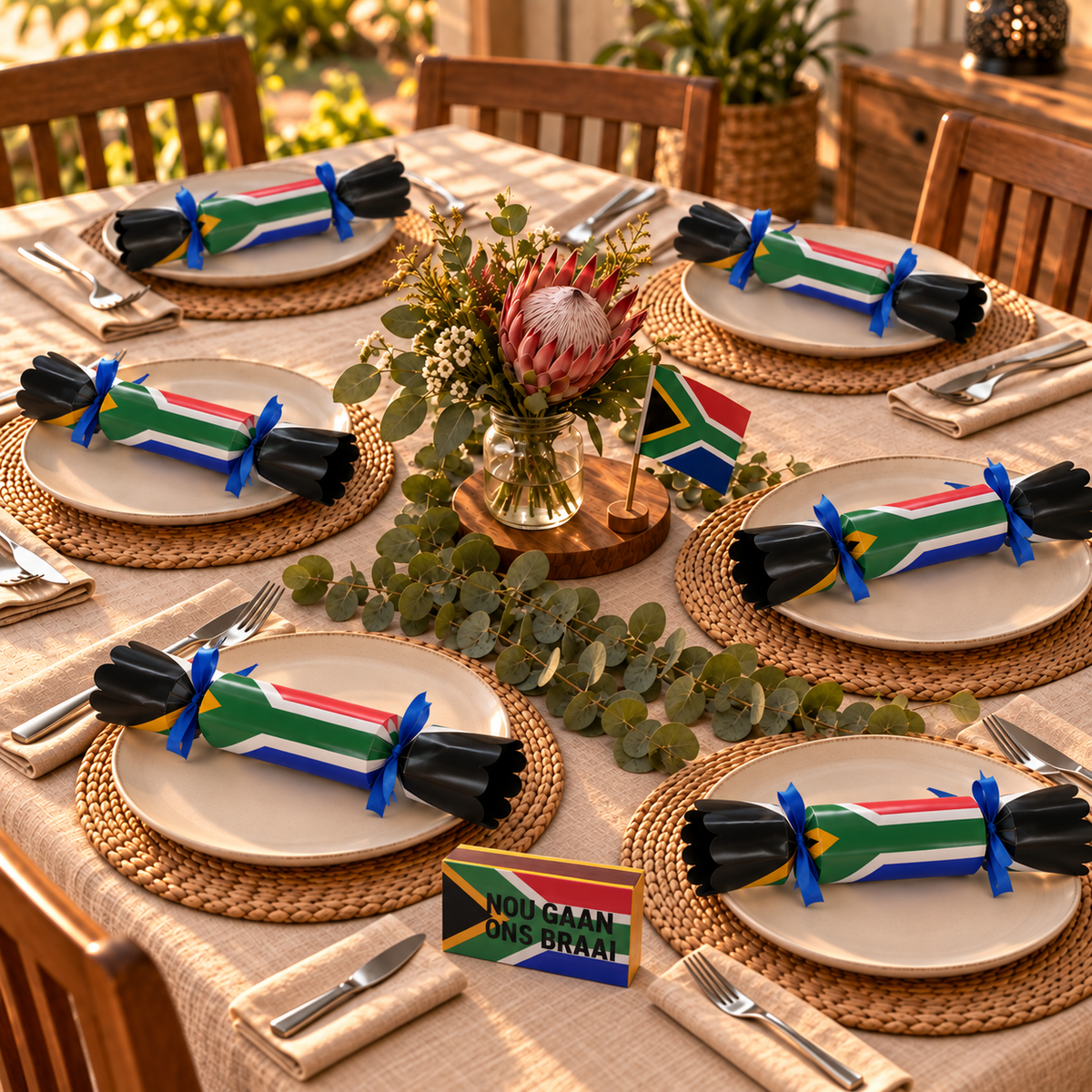 Heritage Day Table Set – 6 SA Celebration Crackers + Free Gift Just Fun Gifts