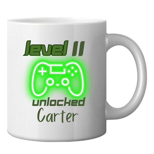 Personalised Mug - Level (insert age) unlocked (insert name) Just Fun Gifts