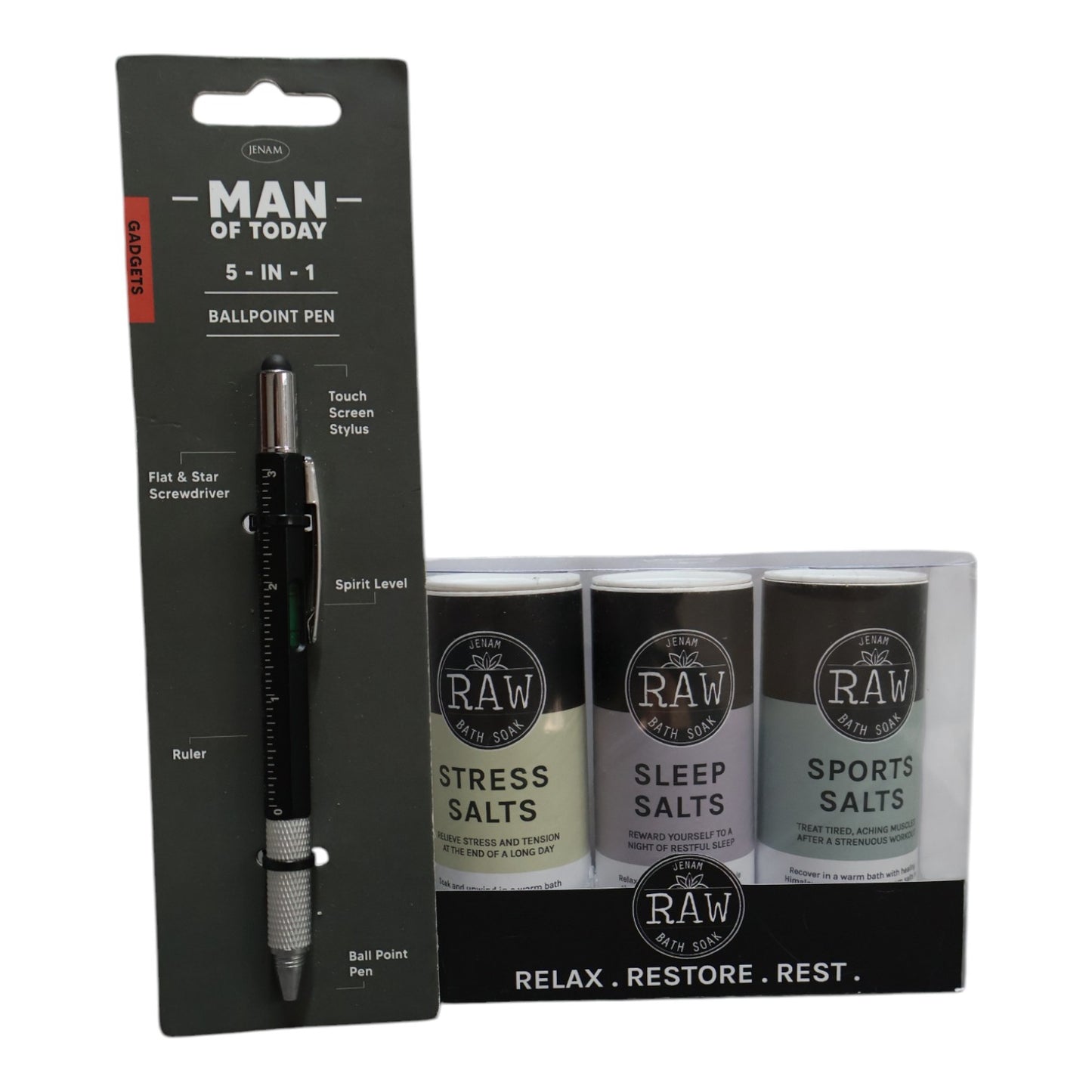 Mens Bath Gift set – Bath Salts and Novelty Pen