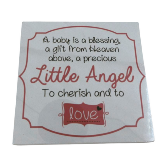 Wooden Sign - a baby is a blessing, a gift from Heaven above, a precious Little Angel to cherish and to love Mooshimoo