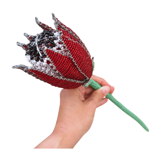 Beaded Red Protea Adams Beaded Collection
