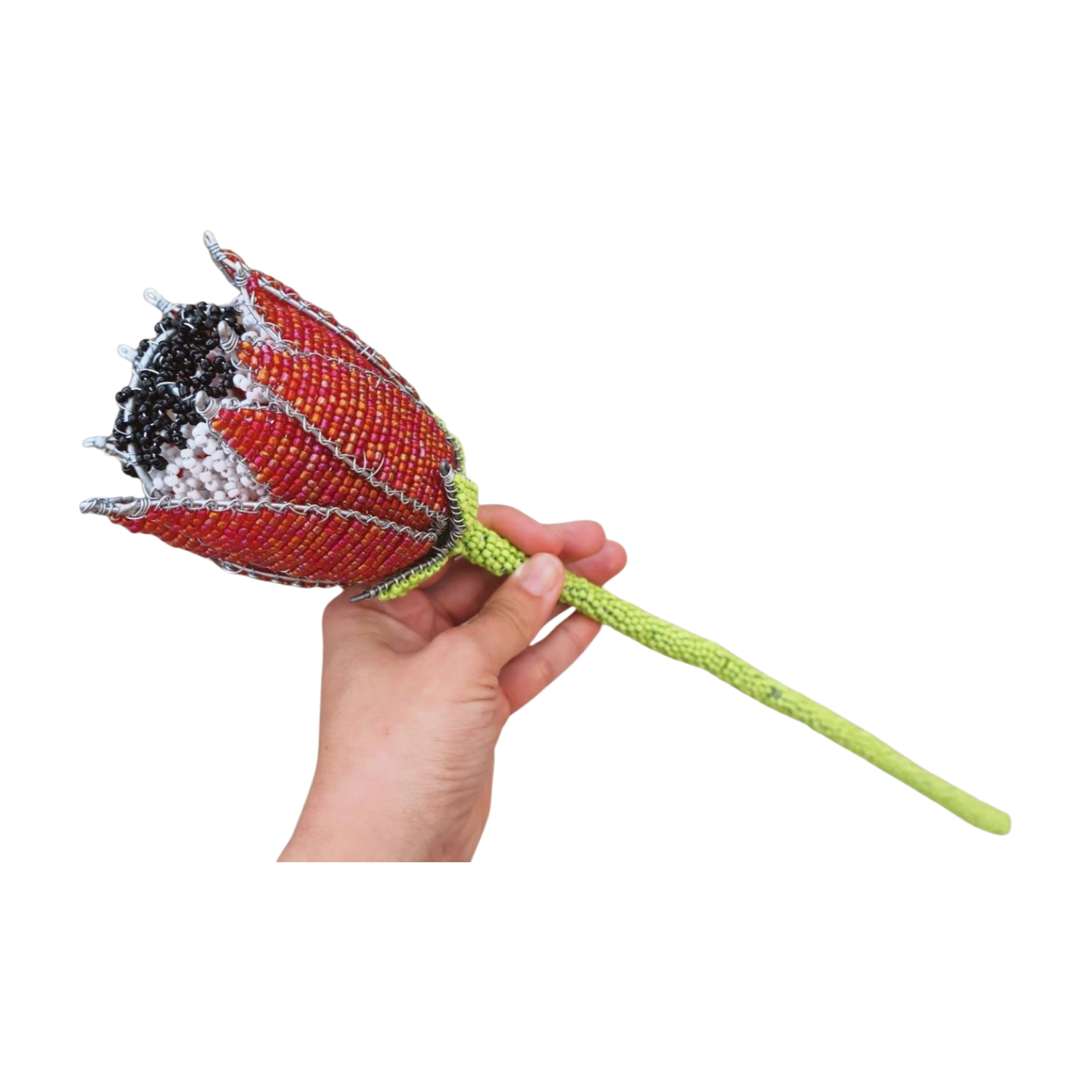 Beaded Red Protea Adams Beaded Collection