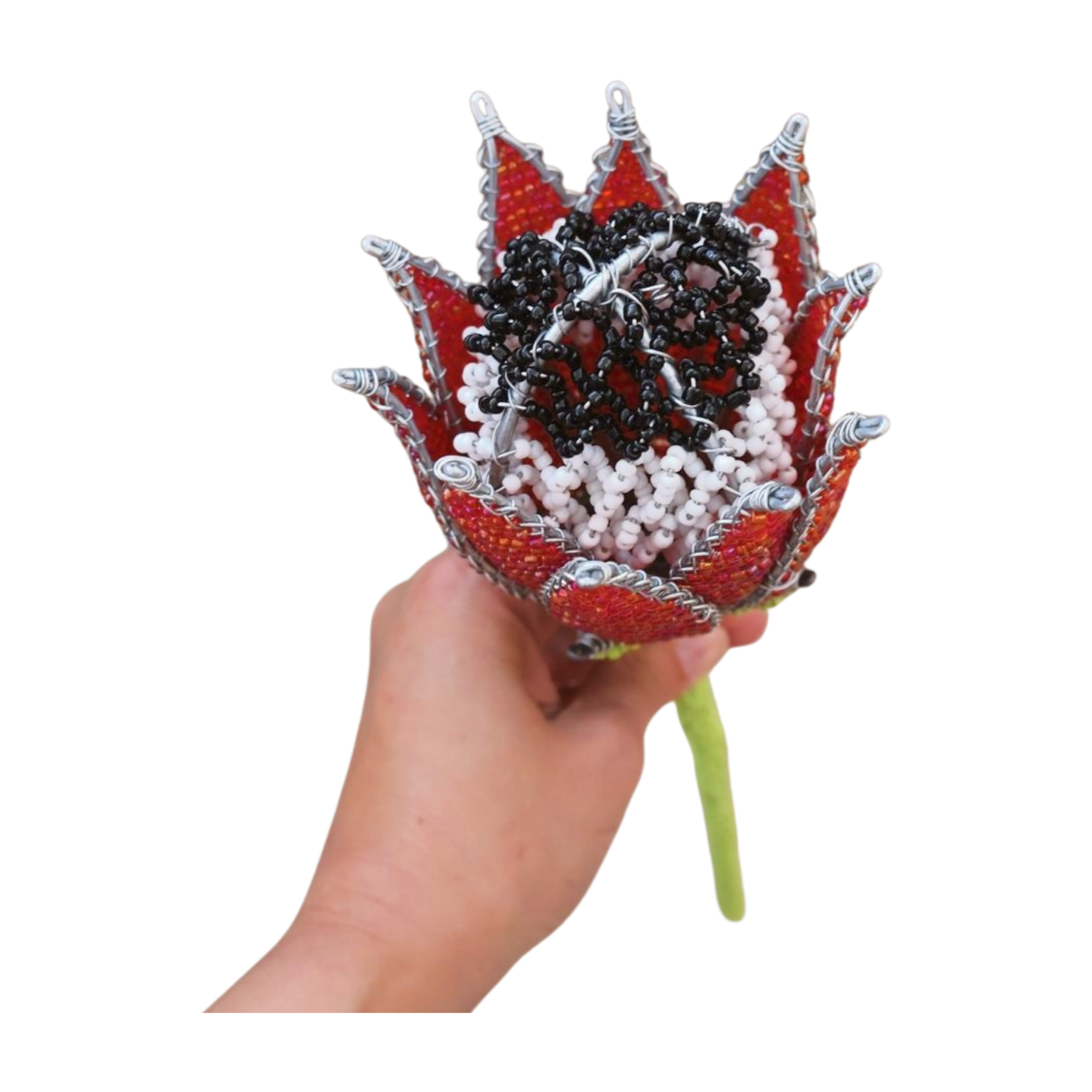 Beaded Red Protea Adams Beaded Collection