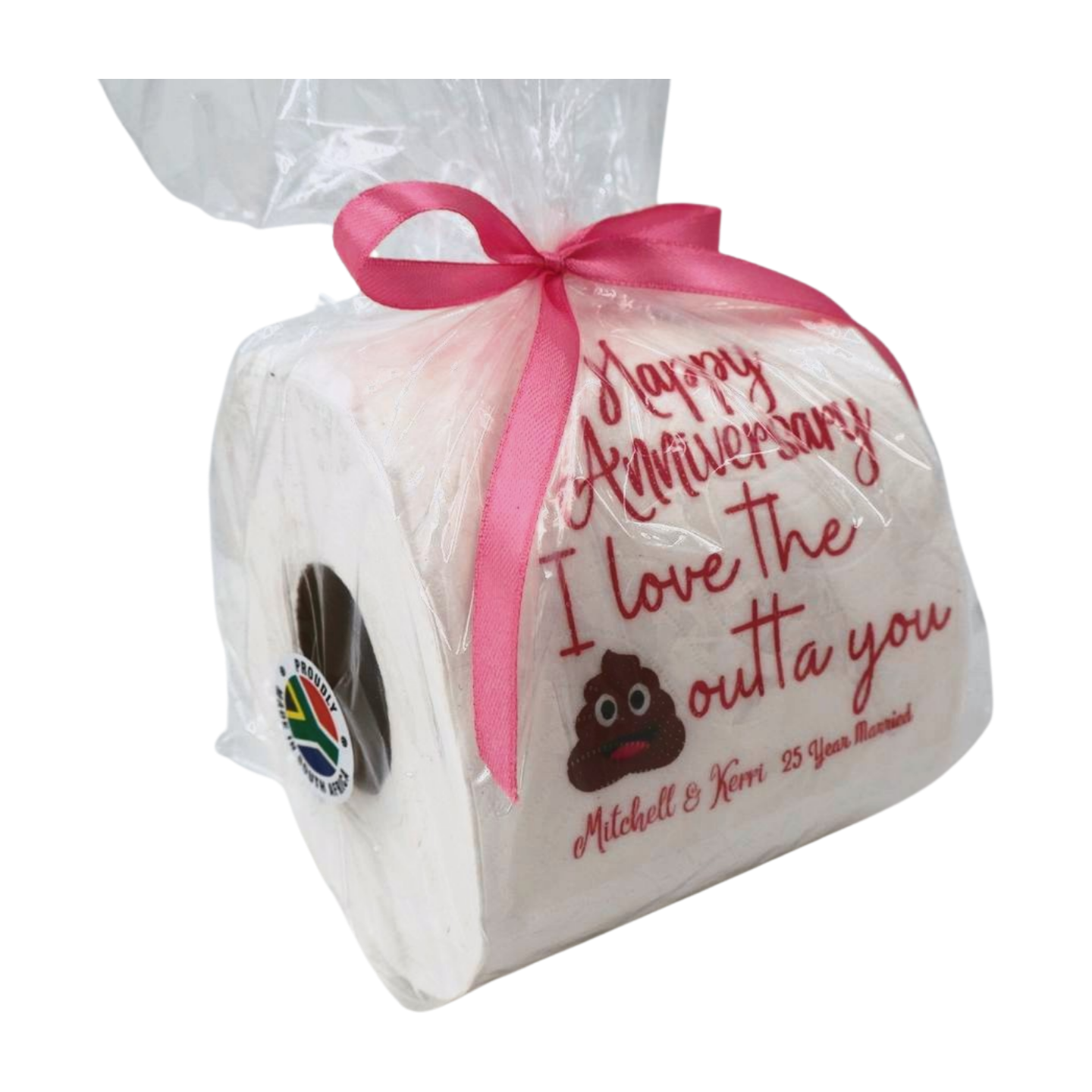 Happy Anniversary Personalised Toilet Paper (pink) Just Fun Gifts