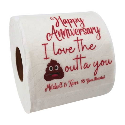 Happy Anniversary Personalised Toilet Paper (pink) Just Fun Gifts
