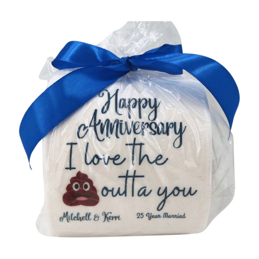 Happy Anniversary Personalised Toilet Paper (Blue) Just Fun Gifts