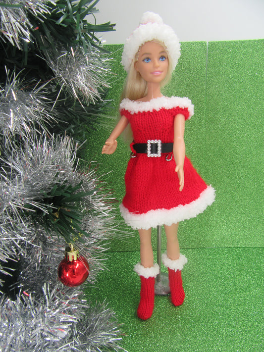 Barbie Christmas Dress and outfit (Hand Knitted)