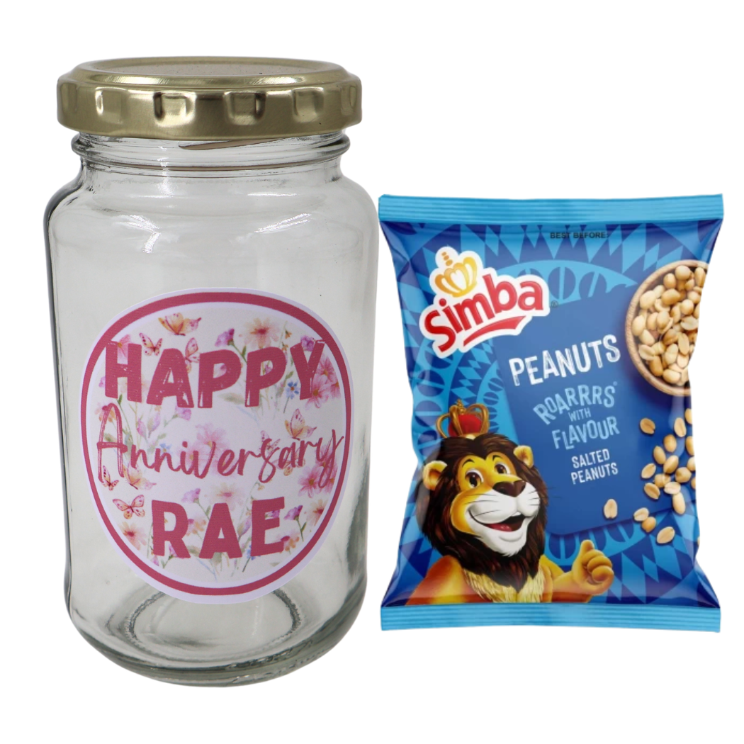 Jar with personalised message and choice of snack Just Fun Gifts