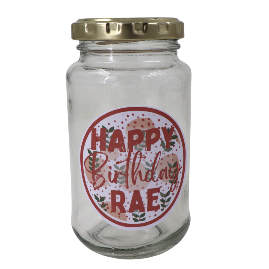 Jar with Pretty pink leaf design Just Fun Gifts