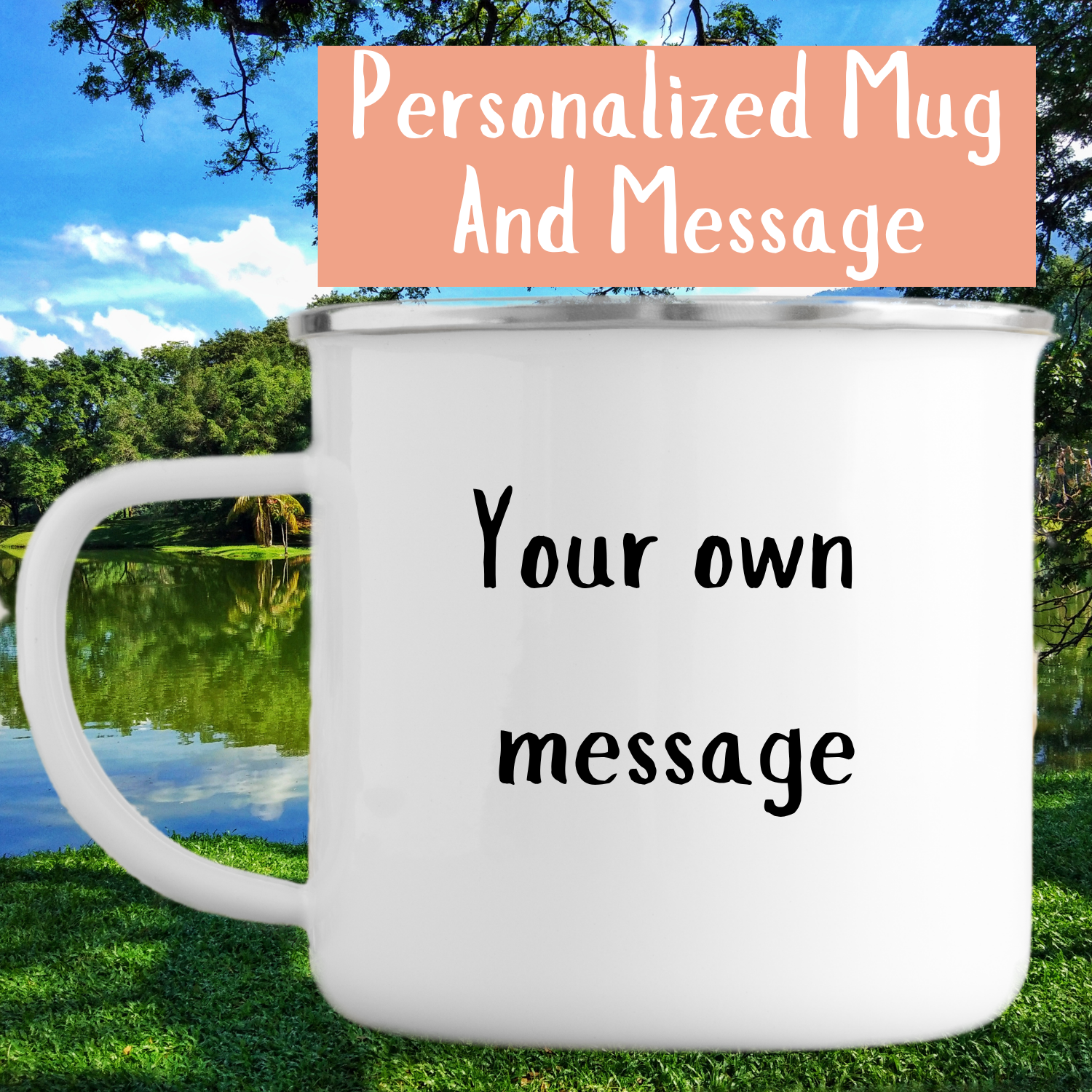 SA Mug Collection – Picnic at Table Mountain add a personal message (enamel mug) Just Fun Gifts