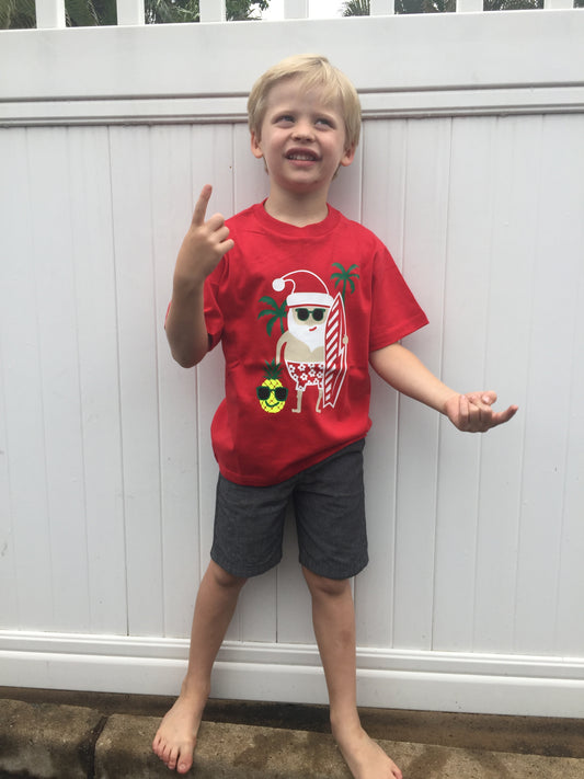 Santa Surfing Shirt – Men’s and kids