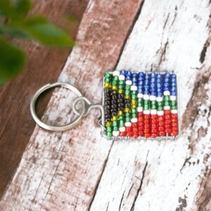 beaded south african flag key ring