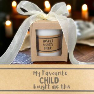 candle gift with funny printed saying for a parent