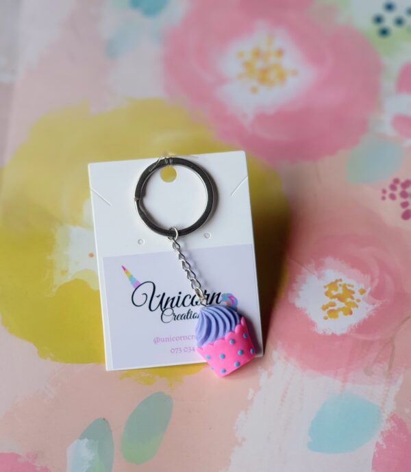 key chain with a cupcake
