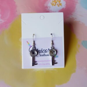 silver key earrings gift