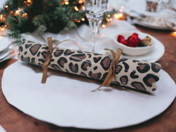 christmas cracker with leopard animal print